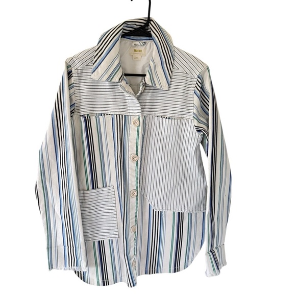 Anthropologie Maeve Multicolor Striped Shirt Jacket - Picture 7 of 7